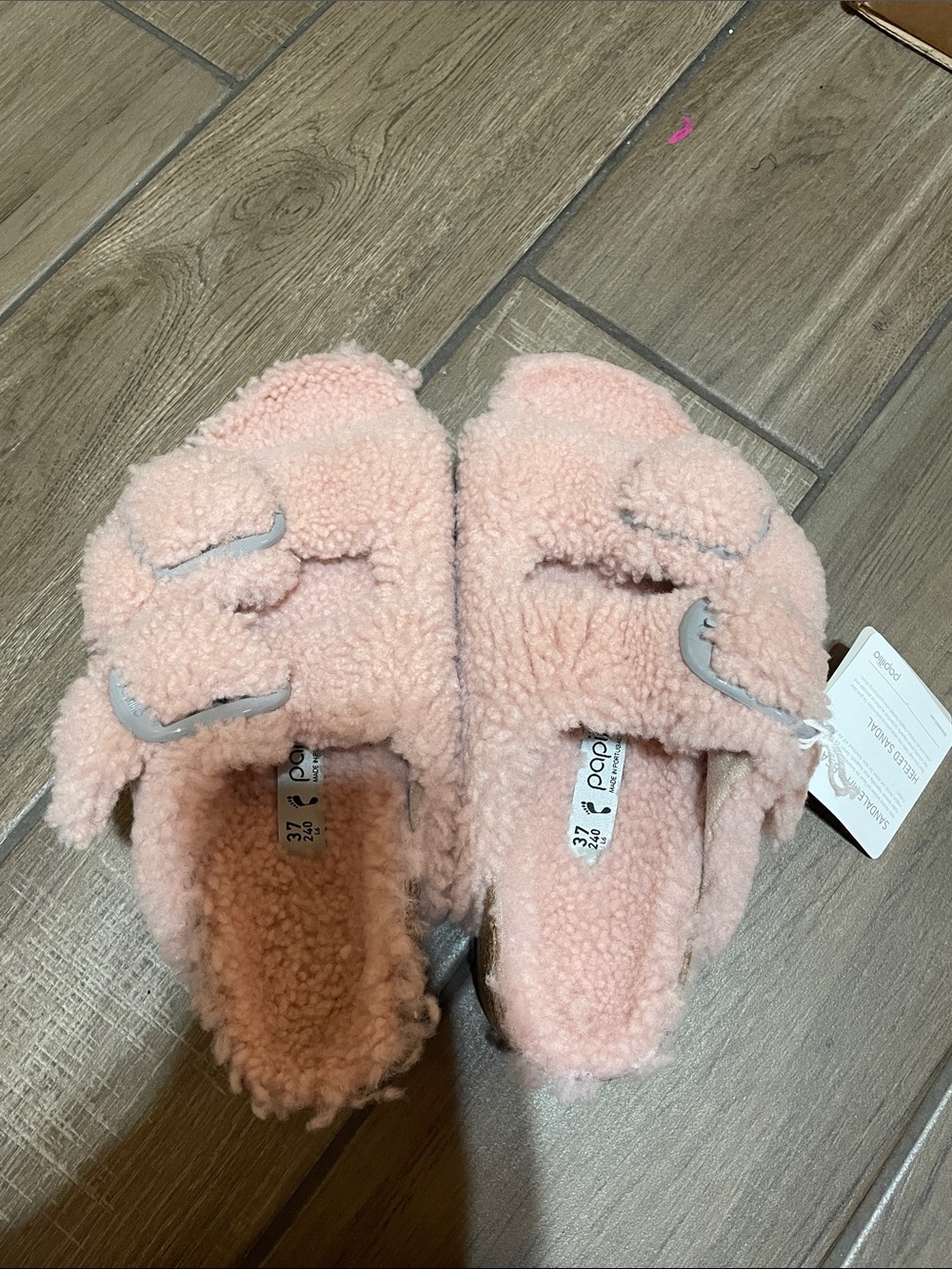 Birkenstock Papillio Pink Sherpa Double-Buckle Slides